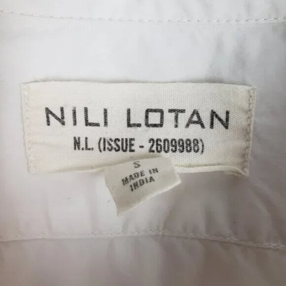 Nili Lotan NL Shirt White Cotton Button Down Long Sleeve Top Womens Size Small - Picture 6 of 7